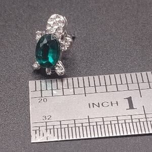 Dainty 925 Silver Sea Turtle Earrings W/ CZ Green Emerald Women's Birthday Gift